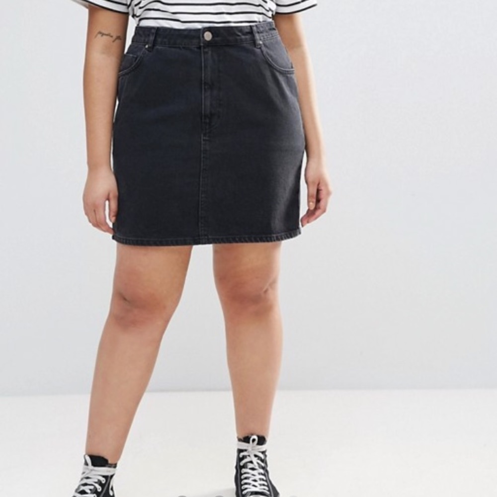 ASOS Curve Black Denim Skirt